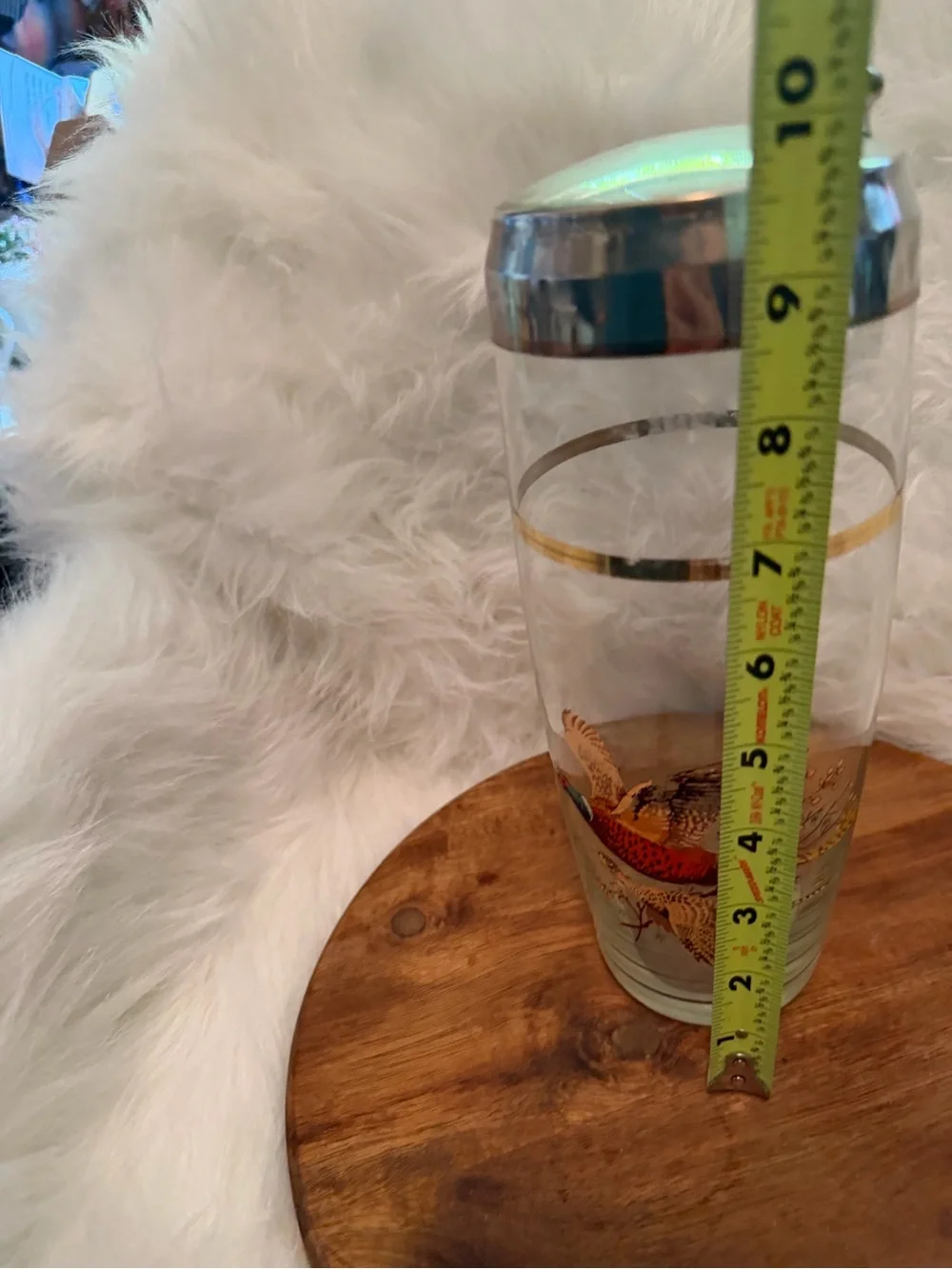Vintage West Virginia Glass Cocktail Shaker Pheasant